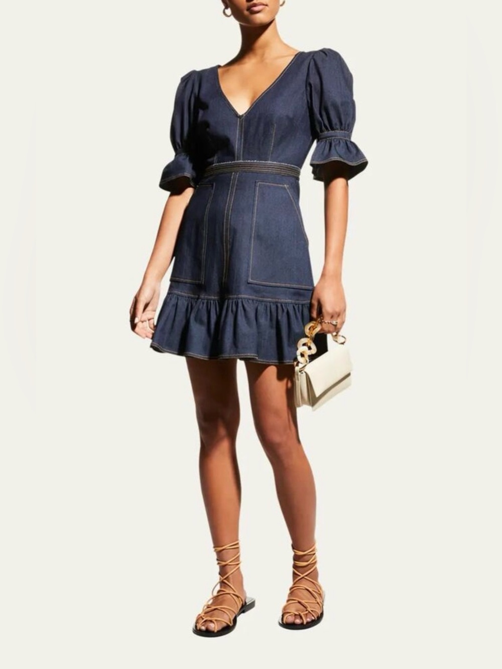 Cinq A Sept Natasha Puff Sleeve Denim Mini Dress